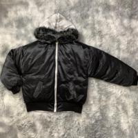 DENIMGUYS Veste bouffante réversible personnalisée Hiphop Streetwear manteau en duvet épaissi hommes Vintage délavé doudoune