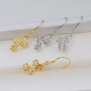 Boucles d'oreilles tendance en argent S925 9-10 DIY, accessoire simple, design couronne, boucles d'oreilles en cristal de perle pour femmes 1070 - Product Image 1