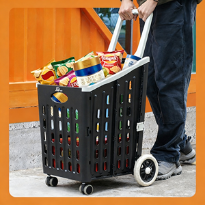 Chariot de supermarché grande capacité 340L, robuste, en treillis métallique, avec roulettes silencieuses, pour usage commercial en épicerie et vente au détail, kit complet - Product Image 4
