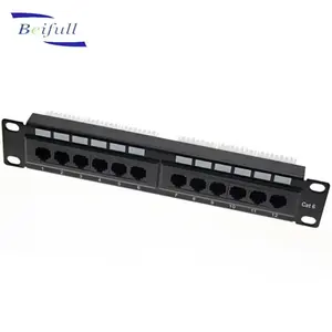 RJ45 19" 1U metal UTP painel de remendo 12 portas cat6 cat5e fabricado na China