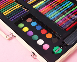 Trousse <span class=keywords><strong>de</strong></span> papeterie en bois pour enfants, ensemble artistique avec stylo aquarelle, Crayon <span class=keywords><strong>de</strong></span> couleur, meilleures ventes, 180 pièces - Product Image 3