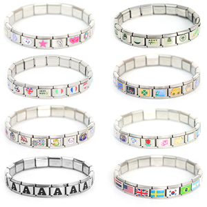 Bracelet à breloques italien avec différents motifs, bracelet italien pour <span class=keywords><strong>fille</strong></span>, breloques colorées en acier inoxydable, bracelet italien personnalisé - Product Image 5