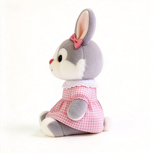 Nuevo Diseño de Peluche de Conejo Gris, Adorable Conejo con Vestido, Peluche de Animal Personalizado, Peluche de Conejo Relleno - Product Image 6