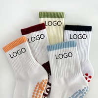 Chaussettes de sport en coton antidérapantes pour enfants, haute qualité, automne, logo personnalisé, entraînement, yoga, pilates, sans couture, adhérentes