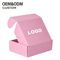 Boîte d'expédition en carton ondulé rose de luxe sur mesure avec laminage mat et logo personnalisé pour l'emballage de cosmétiques et de cadeaux e-commerce
