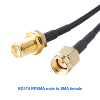 Cable Coaxial SMA macho a SMA hembra RG174 Antena de extensión de montaje en mamparo 1M con Cable coaxial RF para equipo SDR