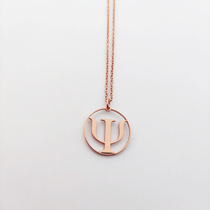 Collier personnalisé à initiales style Psi Collier de sororité lettre grecque Psi Charme de fraternité Or 18K Symbole Psi en acier inoxydable - Product Image 3