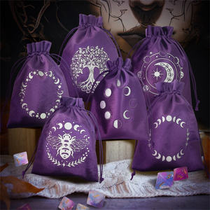 Yeni çift ipli flanel <span class=keywords><strong>Tarot</strong></span> çantası kadife kristal saklama çantası kabarık pamuk büzme ipi zar ve kart oyunları için - Product Image 2