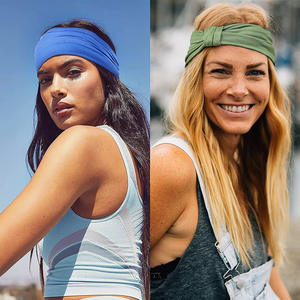 Bandeau élastique uni Tiyo avec nœud, accessoire pour cheveux femme 13 cm, pour yoga, sport, usage quotidien, en coton absorbant la transpiration - Product Image 3