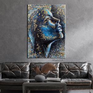 Peinture abstraite au <span class=keywords><strong>couteau</strong></span>, portrait de femme, visage, peinture <span class=keywords><strong>acrylique</strong></span> faite à la main, art mural, tableaux pour le salon, décoration intérieure, peinture à la main - Product Image 2