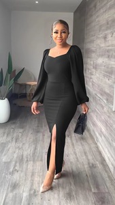 Sharee – robe en mousseline de soie pour femme, tenue élégante et décontractée, Sexy, dos nu, fendue, couleur unie, mode 2022 - Product Image 2