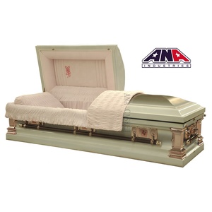 Ataúd de Acero Inoxidable con Acabado Bronce Ajustable, Estilo Americano, Terciopelo Blanco, Suministros Funerarios ANA - Product Image 6