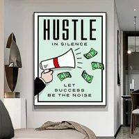 HUSTLE IN SILENCE Alec Monopoly Print OPEN 24 HOURS Canvas Painting Decorative Picture for Office Living Room Home Decor