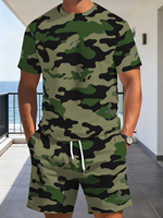 T-shirt décontracté pour homme, coupe ample, col rond, manches courtes, 350g-400g, polyester (Terylene), impression numérique 3D, design élégant, pull-over