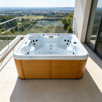 Baignoires Spa Acryliques Rectangulaires Autoportantes Design Moderne pour 4 Personnes, 10 Jets de Massage Hydromassant, Écologiques avec Système de Vidange, Idéales pour Villas et Hôtels