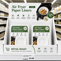[Pack Assorti] 125 Pièces de Doublures Carrées pour Friteuse à Air de 5 Pouces Marron Blanc - Écologiques, Anti-Graisse, Résistantes à la Chaleur 230°C pour le Pain et les Aliments
