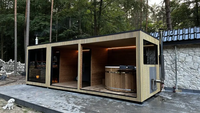 Cabine de sauna sur mesure en bois de cèdre/hemlock, sauna extérieur préfabriqué avec mur en verre pour jardin