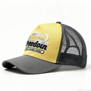 Casquette Trucker Personnalisée Jaune et Grise, Broderie, Maille Respirante, Réglable, Snapback pour Hommes et Femmes, Style Streetwear, Casquette de Baseball - Product Image 3