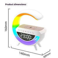 Oplaadbare speaker met kleurrijke LED-lichtstrip, grote digitale wekker, gezellige nachtkastlamp