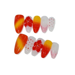 Faux ongles à presser de style européen et américain, inspirés de la France, rouges, <span class=keywords><strong>orange</strong></span> pâle, à pois, fraise, pointes d'ongles transfrontalières, ovales, Jiangsu - Product Image 5