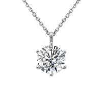 Pendentif solitaire unisexe en or blanc massif 18 carats avec diamant de laboratoire 1 carat couleur D pureté VVS1 taille brillant vintage, serti 4 griffes