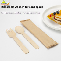 Ensemble de couverts en bois jetables naturels fabriqués en Chine avec fourchette et cuillère en bouleau, utilisation en camping, biodégradable et de qualité alimentaire