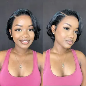 Wholesale Hair Vendor Short Wigs Peruvian Virgin Remy Short Pixie Cut 13x4 Full Lace Human Hair Lace Front Wigs For Black Women