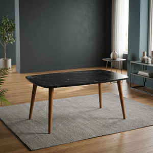 Modern Convertible Black Glossy Surface <b>Coffee</b> <b>Table</b> with Wood <b>Legs</b> MDF Material Living Room Furniture - Product Image 6