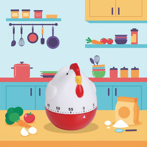<span class=keywords><strong>Timer</strong></span> da Cucina Meccanico a Forma di Pollo, 60 Minuti, in Plastica Rossa Ecologica, Facile da Usare per Casa e Esterni - Product Image 3