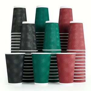 Vasos de Papel Ecológicos Personalizados para Café, Vasos Desechables de Papel con Pared Ondulada, Tapa para Vasos de Café, Vasos de Papel de Doble Pared para Café y Té de Burbujas - Product Image 2