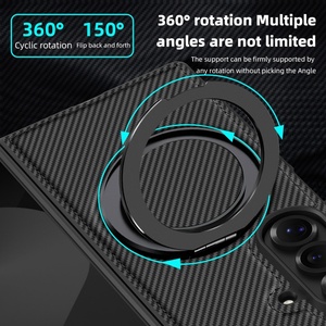 Funda de Teléfono de Lujo con Textura de Fibra de Carbono y Cuero PU para Samsung Fold 7 3 4 5 6 con Protección de 360° °   Funda Trasera Antigolpes con Anillo Magnético - Product Image 3