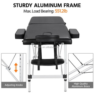 Table de massage multifonctionnelle portable et pliable 2-en-1 avec technologie d'aspiration, trou pour le visage réglable, en cuir PU, pour salon de beauté - Product Image 3