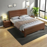 Lits en bois massif modernes et minimalistes Ruisha modèle 1011, démontables, tailles Queen et Double (1,2m/1,8m) pour appartements locatifs - Vente en gros