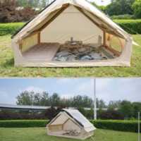 Tente de camping de luxe gonflable double couche 6.3 m, imperméable, quatre saisons, avec auvent intégré, grande porte simple, vente en gros