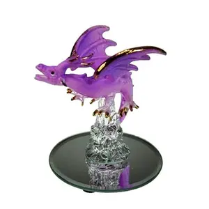 Figurine de dragon miniature en verre, art fait à la main, sculpture animale, décoration artisanale, 30 cm