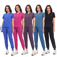 Ensemble de blouses médicales pour femmes à 12 poches, col en V, style jogger, uniformes d'infirmière, tissu extensible 4 directions, tenue de travail pour hôpital et clinique dentaire