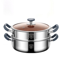 Panci Sup & Kaldu Besar dari Baja Tahan Karat dengan Tutup Panci Hot Pot Dua Rasa dengan Tutup Baja Tahan Karat Aman untuk Mesin Cuci Piring Desain Klasik