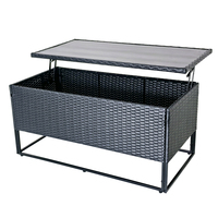 Table de patio rectangulaire en rotin PE noir, réglable en hauteur, pour l'extérieur, vente en gros d'usine
