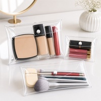 Pochette cosmétique plate transparente en PVC personnalisée, sac en PVC transparent pour le voyage, maquillage, cadeau, promotion, emballage cosmétique personnalisé en PVC