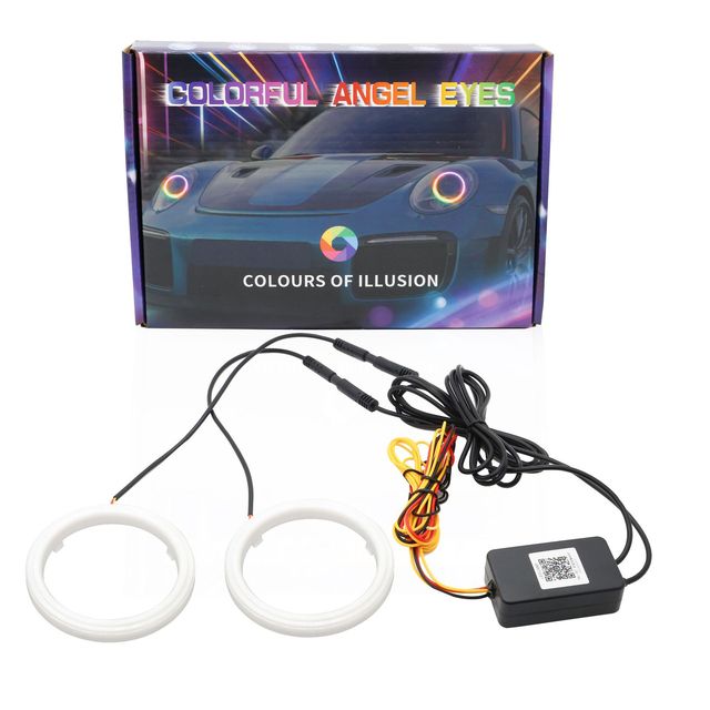 APP Dream Colorful Angel Eyes Halo Ring 60/70/80/90/95/100/110/120MM Car LED Driving Light Ambient Decoration DRL 12V 2 4 in One