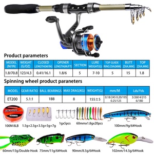 Kit complet de <span class=keywords><strong>moulinet</strong></span> de <span class=keywords><strong>canne</strong></span> à pêche <span class=keywords><strong>pour</strong></span> l'extérieur Mini 1.8m Combo Pesca Spinning Fishing Rod and Reel Combo Set - Product Image 2