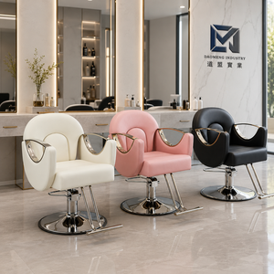 Sillón de Peluquería Hidráulico Moderno con Reposabrazos Dorados para Salón de Belleza, Barbería y Peluquería - Product Image 1