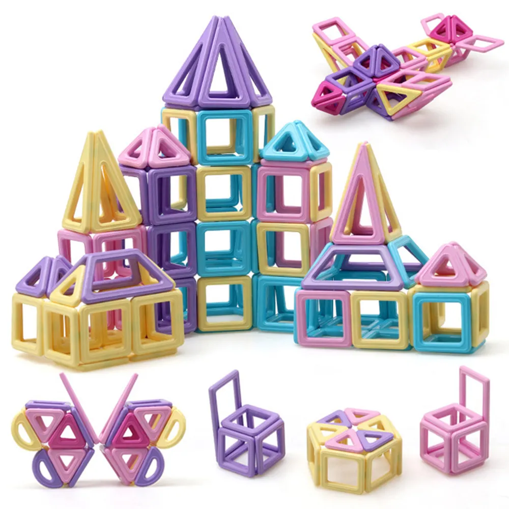 Wholesale Plastic ABS Macaron Stem 3d Building Blocks Educational Toy Magnet Diy Set Magnetic Tiles For Kids Toddlers Boys Girls