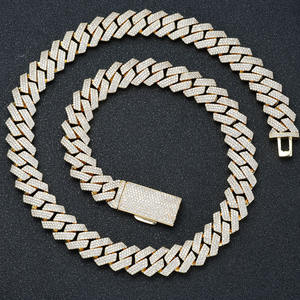 NUOYA 12mm 투톤 힙합 쿠바 목걸이 로즈 골드 도금 체인 3 열 지르콘 프롱 쿠바 체인 목걸이 여성 쥬얼리 - Product Image 5