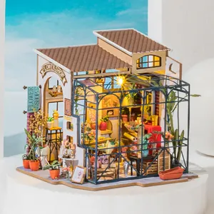 Robotime Rolife Vente à Chaud Puzzles en Bois 3D DG145 Emily's Flower Shop DIY Miniature Doll House Wood Crafts