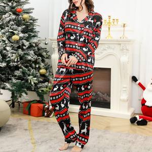 Ensembles de pyjama en soie glacée pour femmes, vêtements de maison pour femmes avec impression numérique 3D, fermeture à la taille élastique pour la livraison directe de Noël - Product Image 2