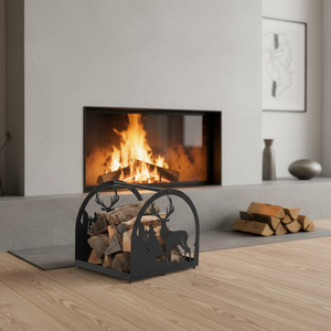 Chariot à bois moderne en métal, petit format, <span class=keywords><strong>prix</strong></span> usine, pour rangement de bois de chauffage intérieur, support de rangement empilable pour bûches - Product Image 4