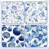 Vente d'usine – Foulard d'été léger en georgette de chiffon 100 % polyester, imprimé léopard bleu et fleurs coquillages, 80 g/m², effet perle, pour filles