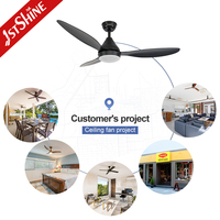 Ventilateur de plafond intelligent 1stshine 52 pouces avec pales en ABS, décoratif noir, puissant flux d'air, 6 vitesses, haute efficacité, avec éclairage intégré
