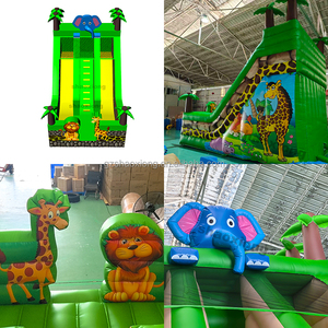 Château gonflable commercial personnalisé à double toboggan, thème jungle, pour fêtes d'enfants, idéal pour la location en extérieur - Product Image 2